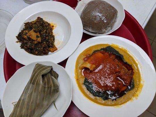 Amala with Gbegiri and Ewedu & Eko with Egusi soup