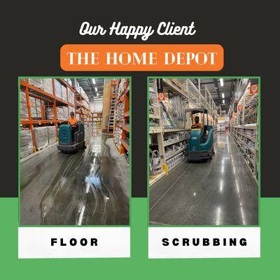 Cleaning the Home Depot's new floors with a scrubber before they're grand opening in palm beach gardens