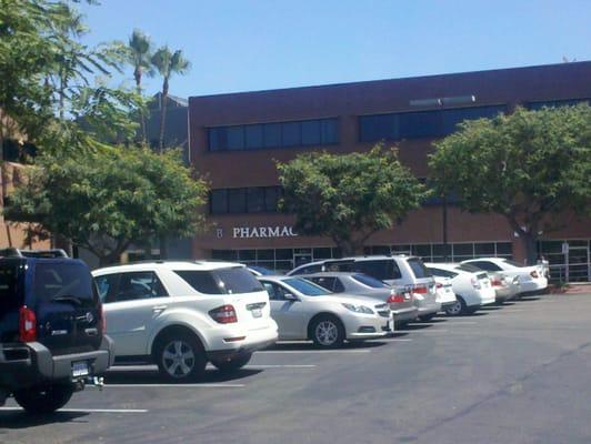 Main building and parking lot.