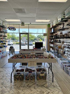 View from inside store facing the parking lot