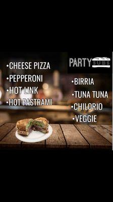 PARTY SUBS menu