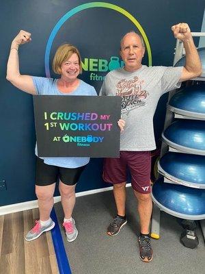 Me & hubby Bill after our recent workout! (Aug. 2022)