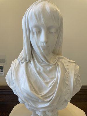 Marble bust on display.