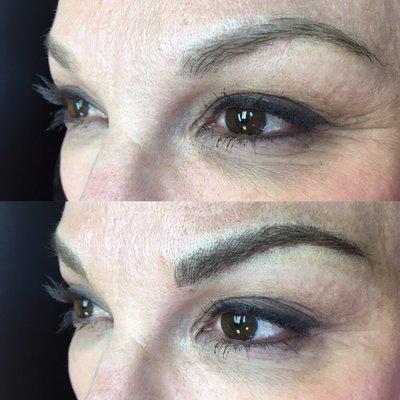 Before and after for this brow cover up.