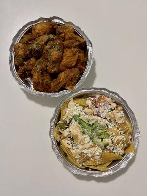 Buffalo Wings (top) and Nachos (bottom)