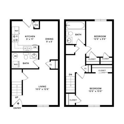 The Merlot
2 Bed x 1.5 Bath
1024 sq/ft