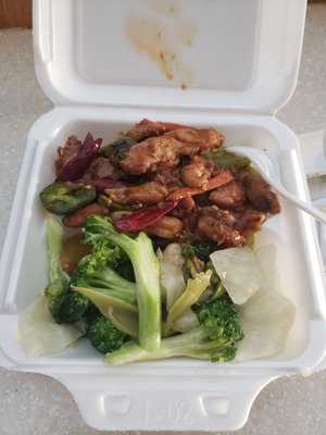 General tso chicken and mixed vegetables