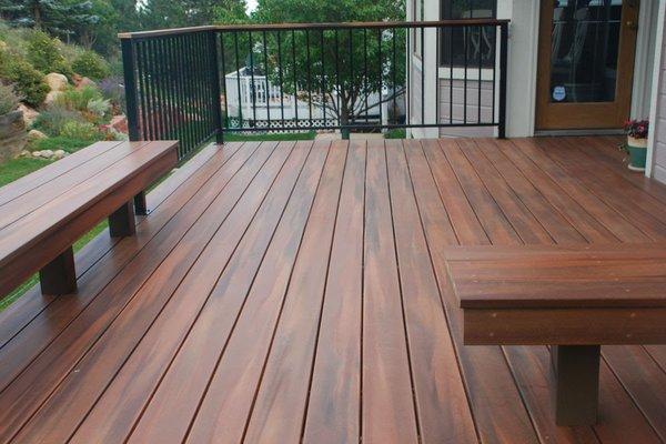 beautiful IPE deck with custom benches