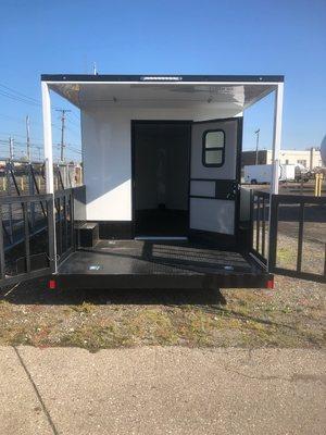 Food Trailer with porch for cooking with a swing out gate