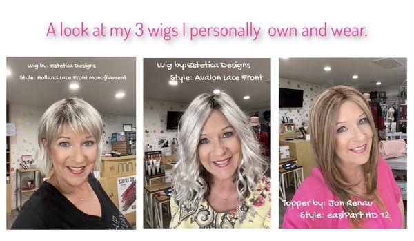 Did you know we carry wigs at Merle Norman Cosmetics of Forney? These are 3 of my own wigs that I wear and carry.