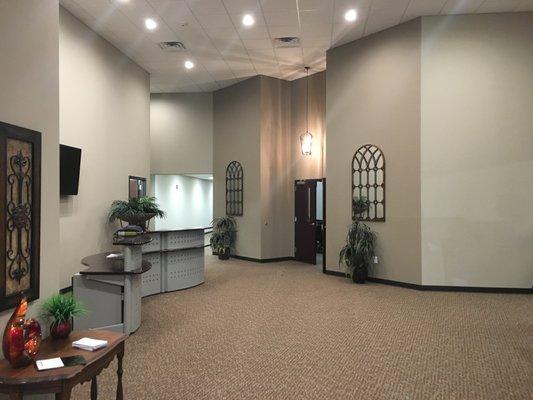 The church connections table and main foyer