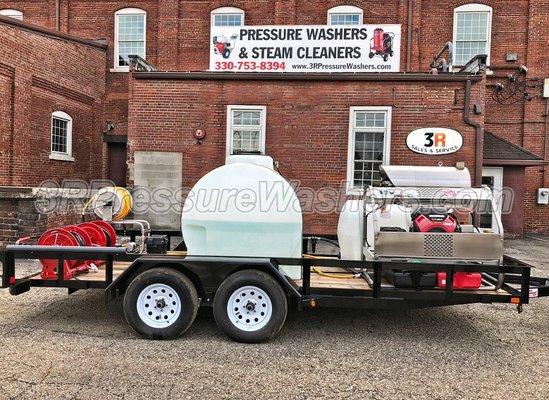 Hot Water Pressure Washer Trailer Unit with 525 gallon tank & Soft Wash System