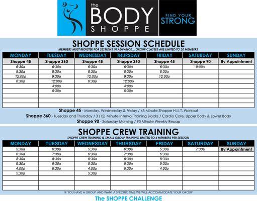 The Shoppe Schedule