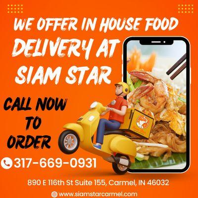 We now offer in house food delivery please call 317-669-0931 to place order