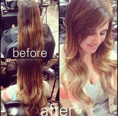 Before and after ombré