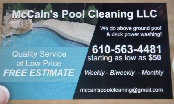 Mccains pool cleaning