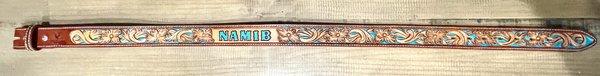 Custom hand tooled leather belt