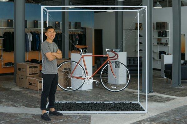 Nick, founder of Banker Supply, in the entrance of the Los Angeles store location.