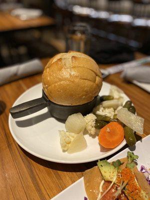 Sourdough loaf with fondue cheese