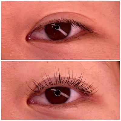 Lash lift before (top) and after (bottom) done by Renee (photo by Renee too!)