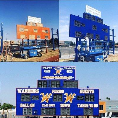 Score board repaint ! Westwood High School ! Go Warriors!!