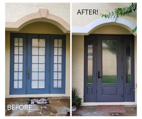 Changing your front entry door will transform your home.