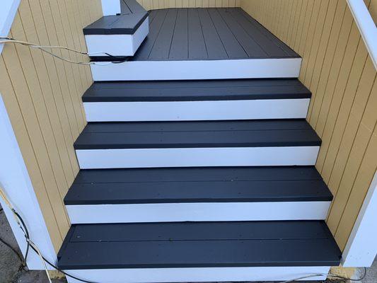 Two tone paint job on a wood deck