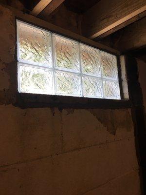 Basement block glass windows