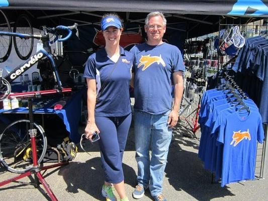 Hypercat Racing's Rachel & Philip Casanta  at the California Ironman 70.3 race expo in Oceanside, CA.