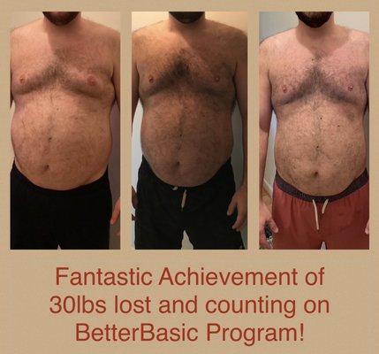 Another dramatic transformation with the Betterbasic Program. 30lbs off and counting!