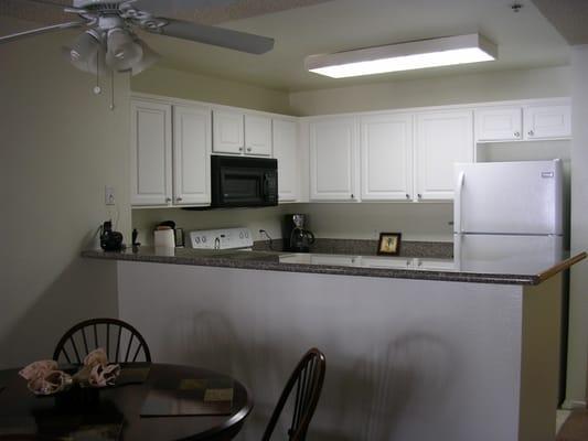 Kitchens for most 1 Bedroom and Two Bedroom homes are this design. Some have been upgraded to new cabinet doors and granite.