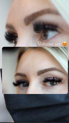 Volume and classic eyelash extensions