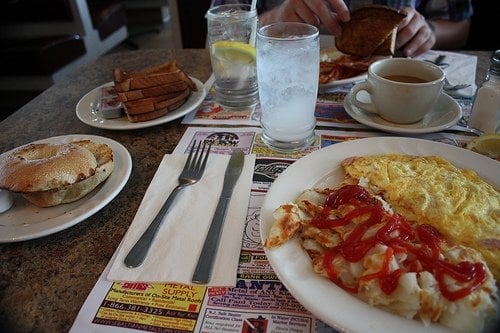 Omelette and bagel