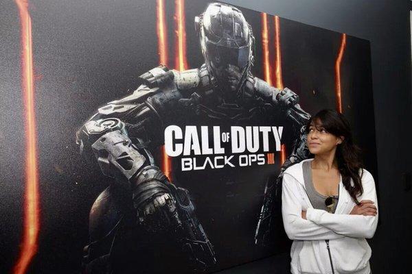 The Fast and Furious actress, Michelle Rodriguez visiting Treyarch Studios in 2015.