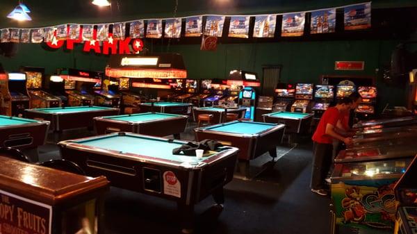 Over 30 pinball machines at Premier Lanes!