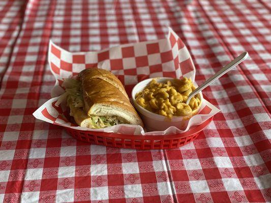 Shrimp PO BOY with Mac n Cheese