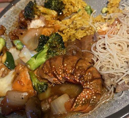 Happy Family, Beef Chow Mei Fun, beef fried rice and Orange Chicken!!