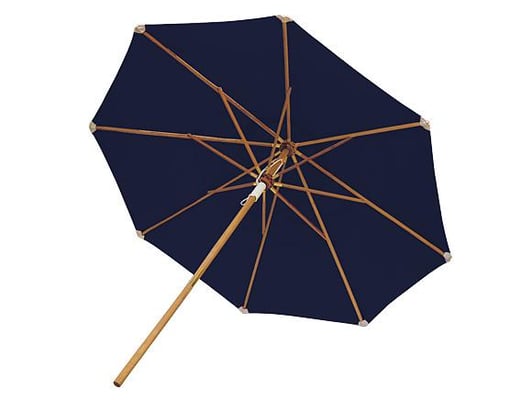 We offer coordinating umbrellas in Navy, Moss and White. Perfect touch to your teak table.