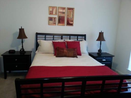 Master bedroom for one of our corporate housing units in the Galleria area of Houston.