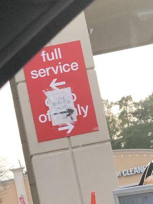 Sign that says "full service"