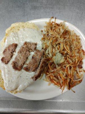 Try one of our big breakfasts between 7 am and 11 am!  The biscuits and gravy are a big hit with homemade hash browns always well received!