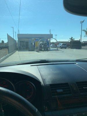 Filling up my gas and getting a wash. What a cool place!