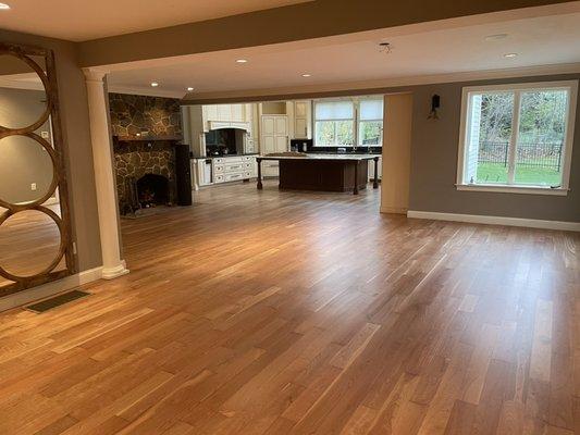 Mercier engineered American cherry floor refinished, topped with Bona traffic extra matte finish.