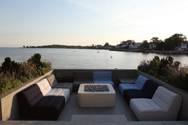 Raised Terrace and Custom Fire Pit . Old Greenwich NY