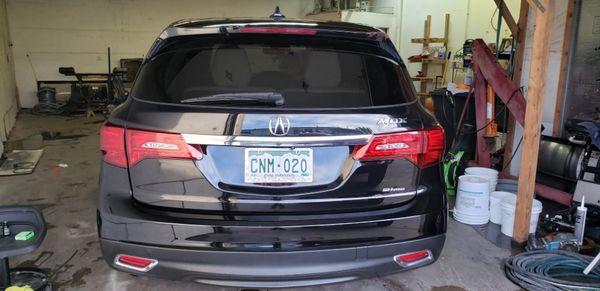 Rear view of ceramic coating on 2016 MDX