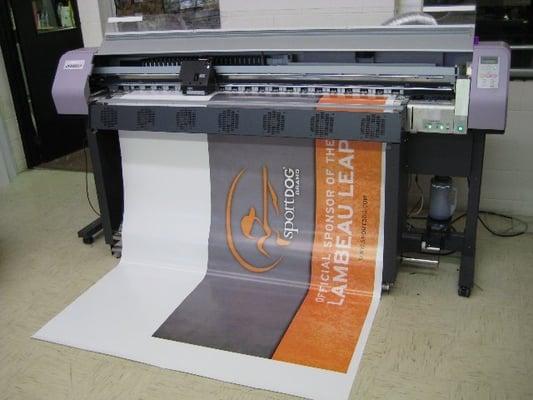 Digitally printed directly onto vinyl banner material. These banners made it to Green Bay for the "Lambeau Leap".