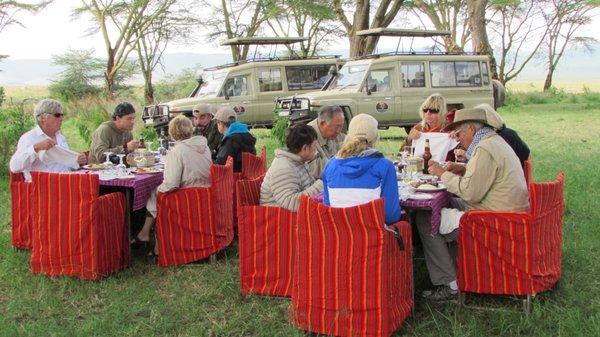 Bush lunch moment at Ngorongoro Crater, Tanzania