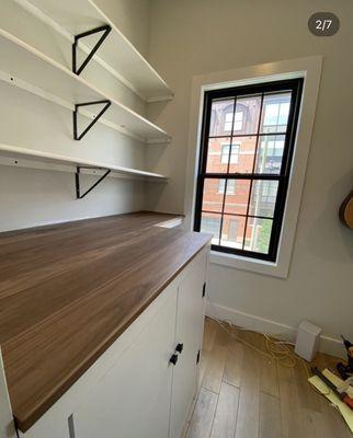 walnut top, original dragonfly shelves, Wright Brothers