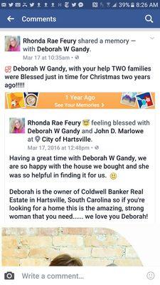 Happy home buyers Facebook post....thanks Bob and Rhonda Rae