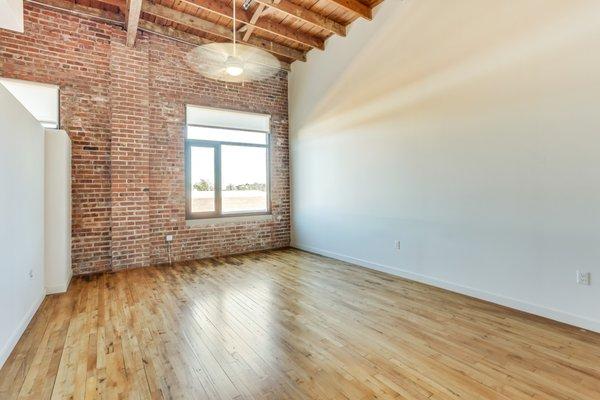 Exposed brick/wood beams